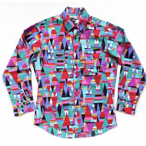 Wrangler Other - Vintage 80s Wrangler Brushpopper Shirt Mens 16-35 Cowboy Cut Teepee Western